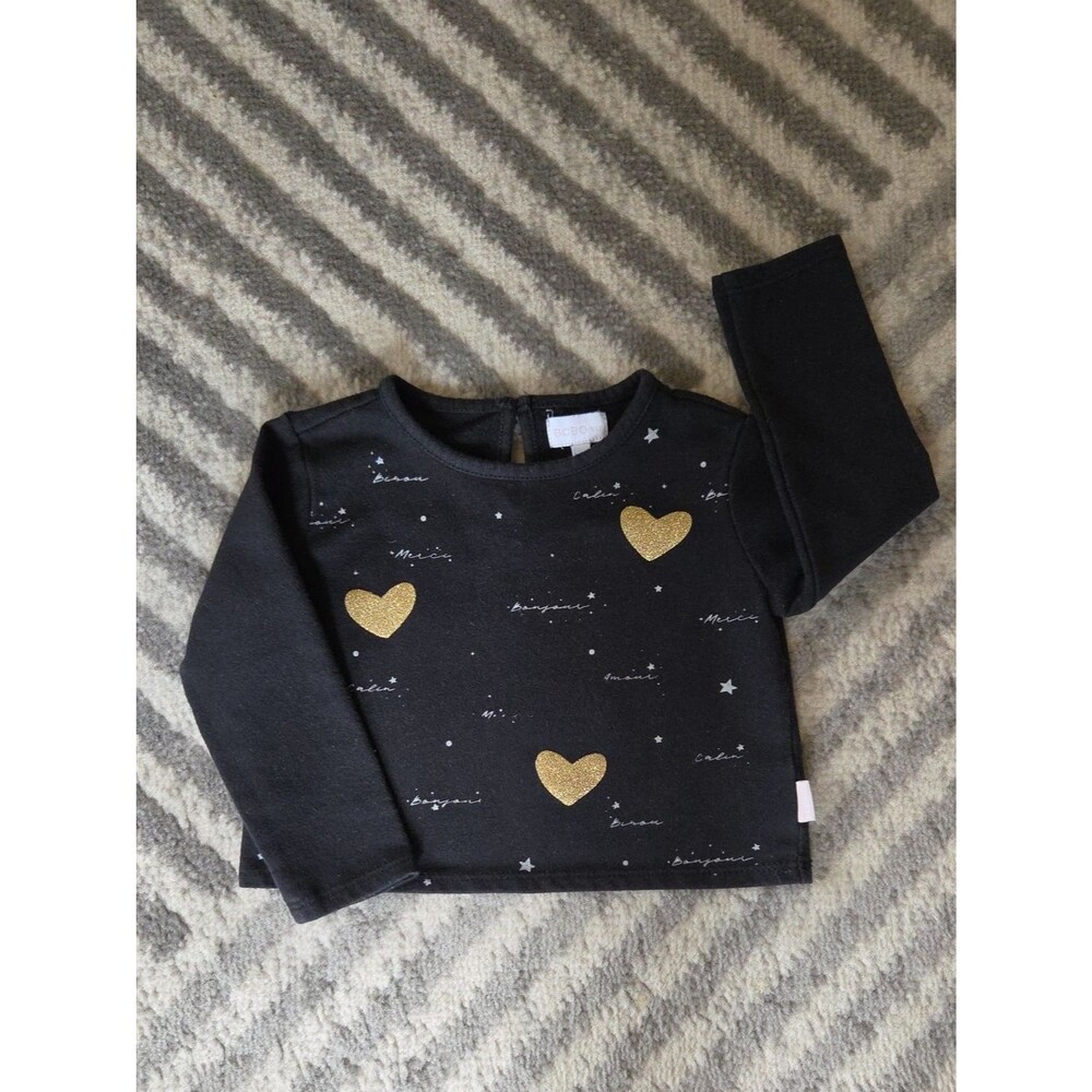 BCBGMaxAzria French Sweatshirt with Gold Hearts Size 2T